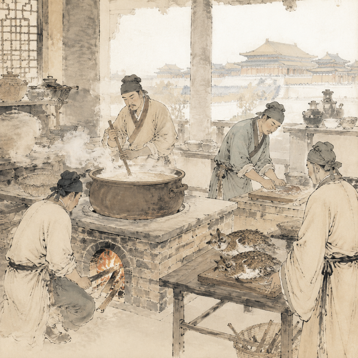 汉代御厨制作枭羹