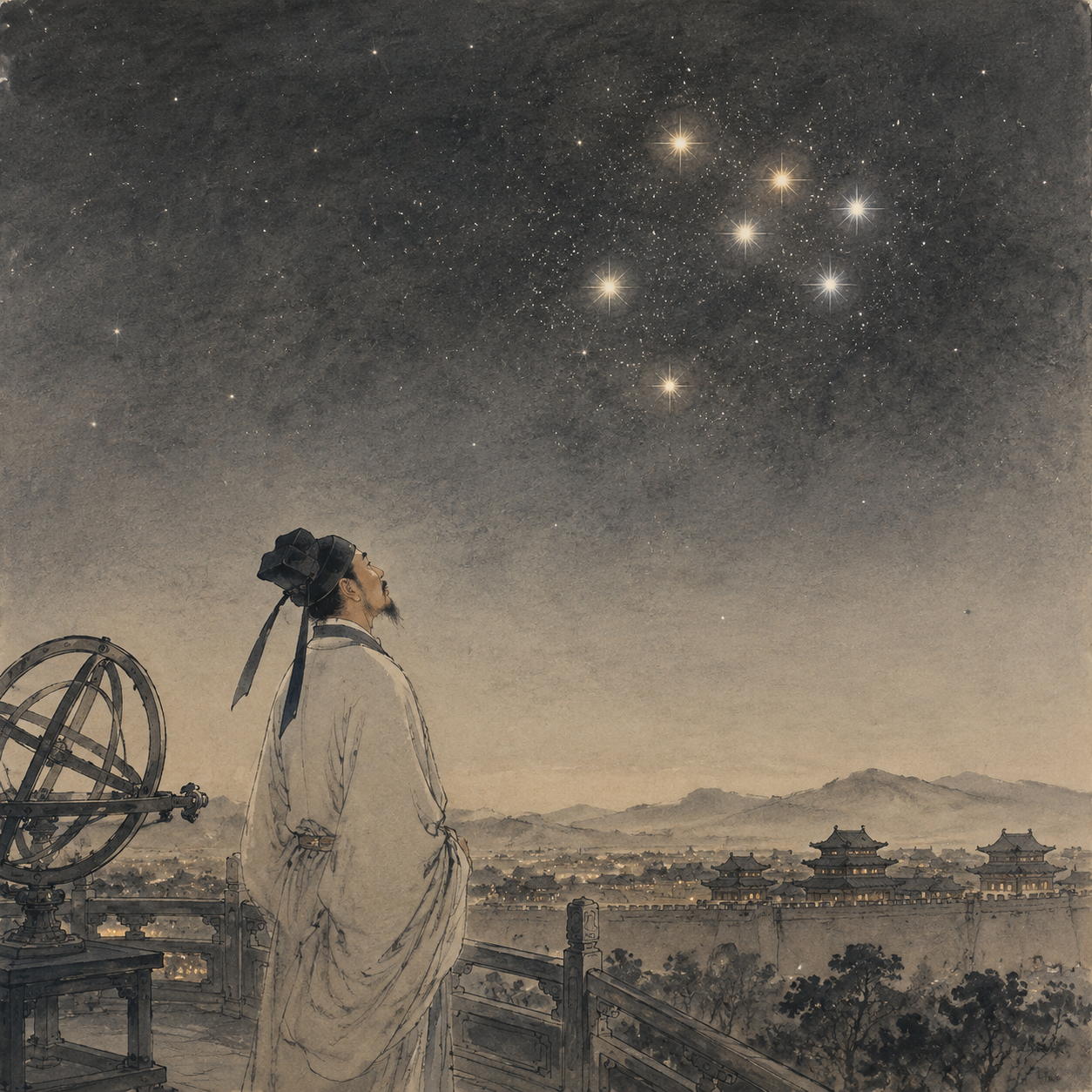 夜空五星聚奎图