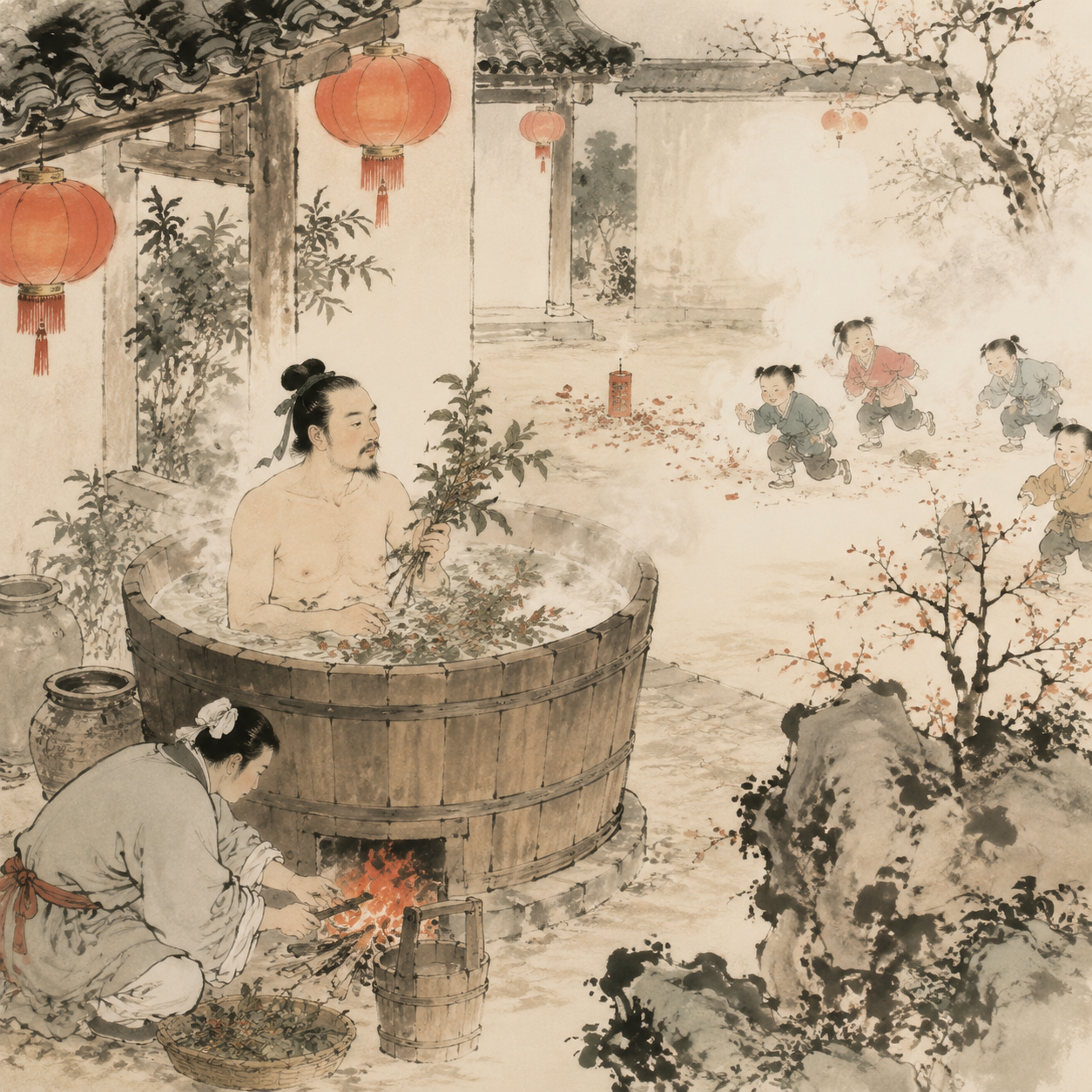 元旦沐浴图