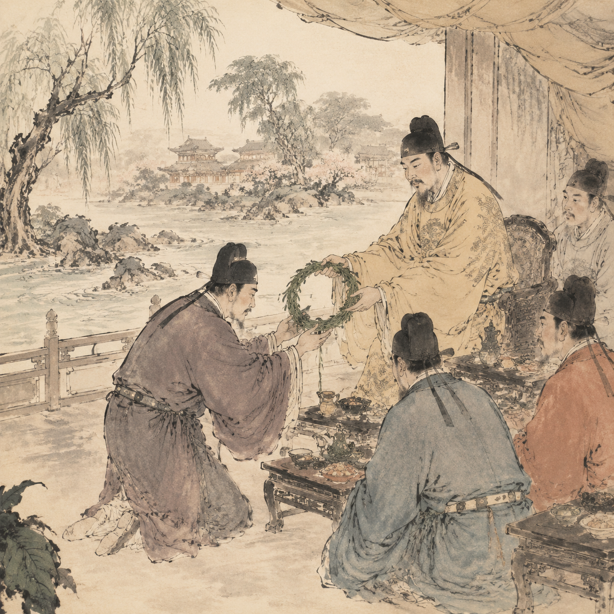 唐朝上巳节赐柳圈