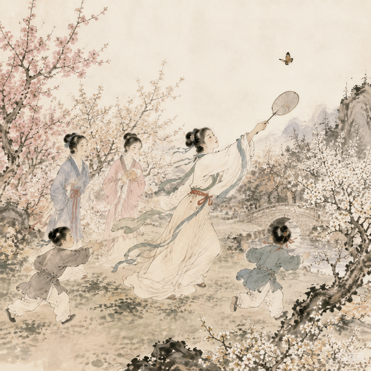 花朝扑蝶