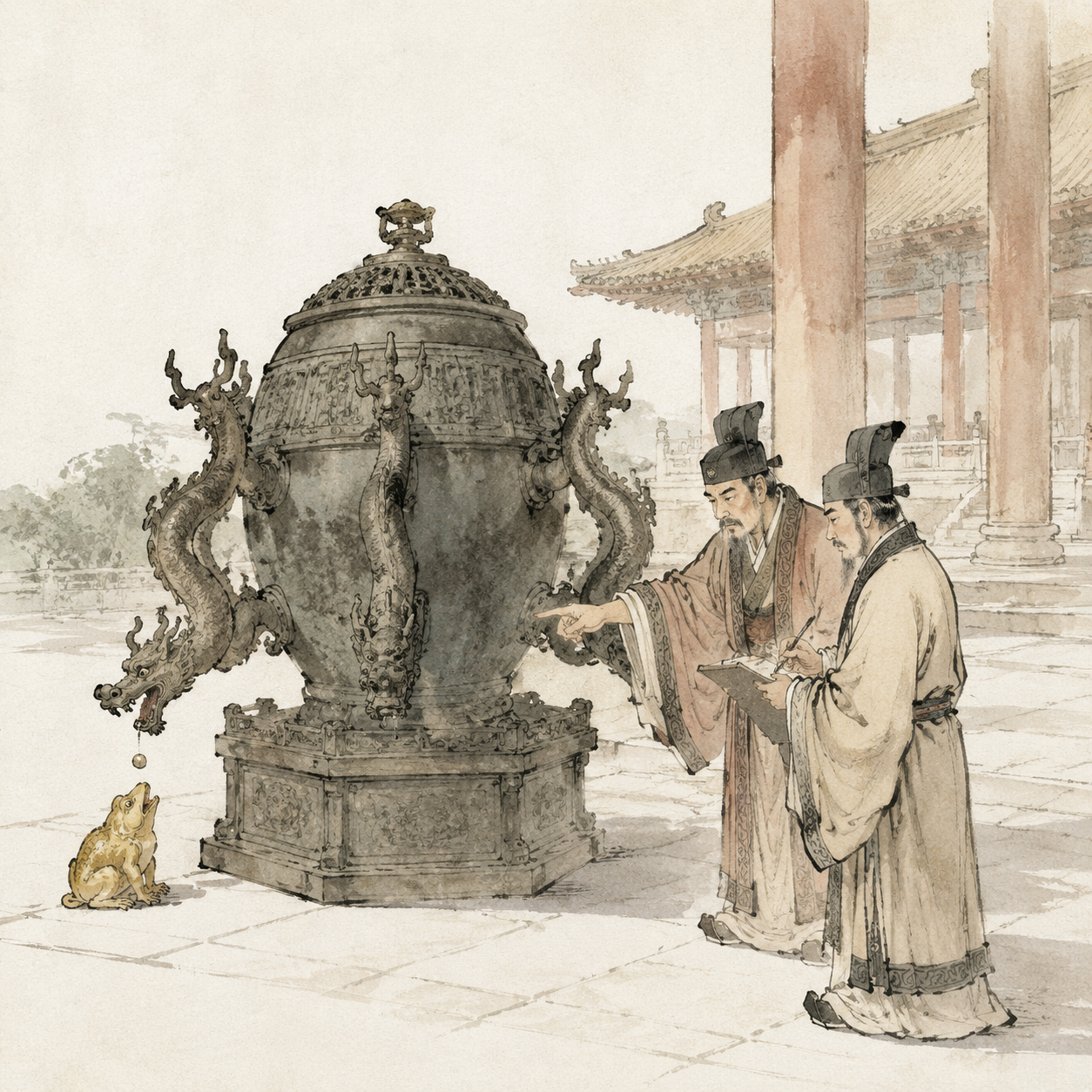 地动仪八龙吐丸场景