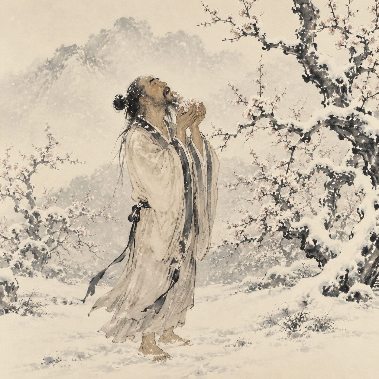嚼梅咽雪图