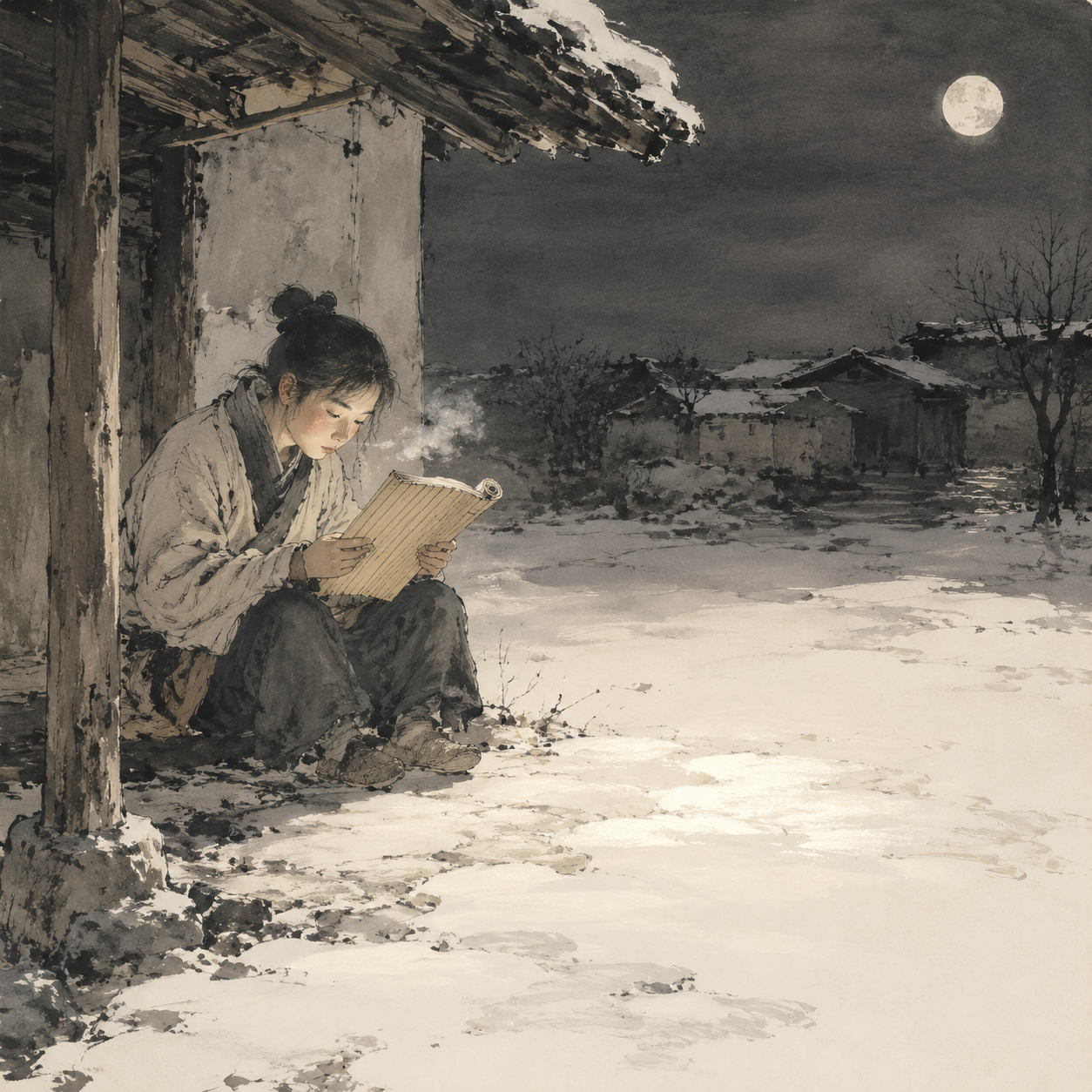 雪夜苦读