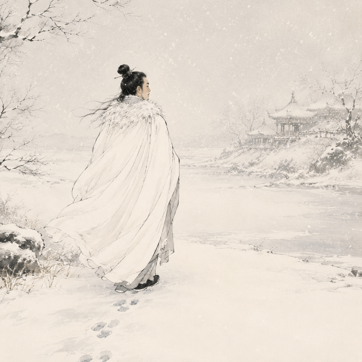 雪中行鹤氅