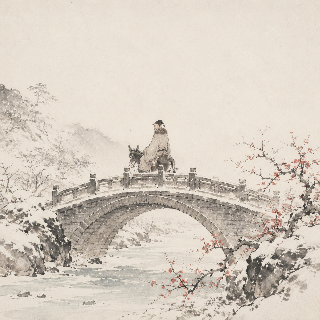 风雪骑驴寻梅