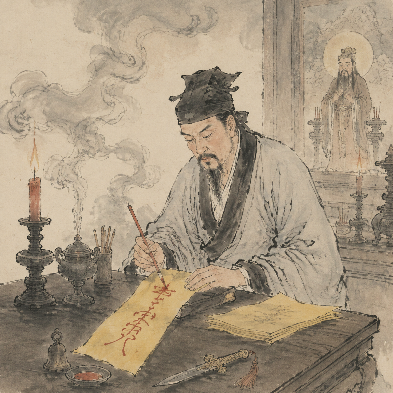 道士画符念咒