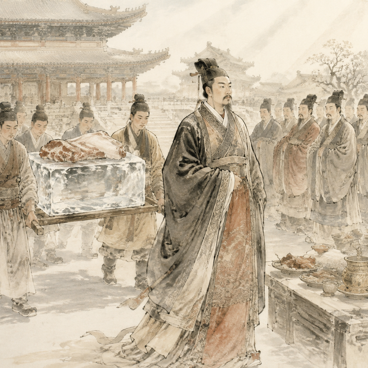 古代贵族用冰场景