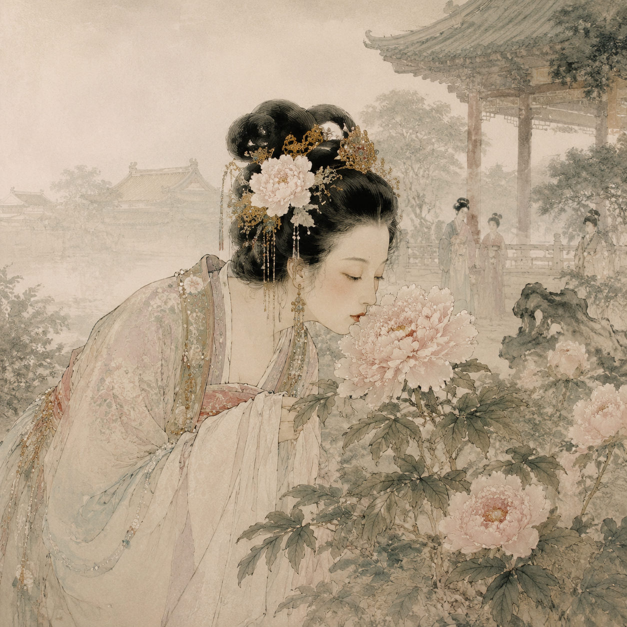 贵妃吸露图