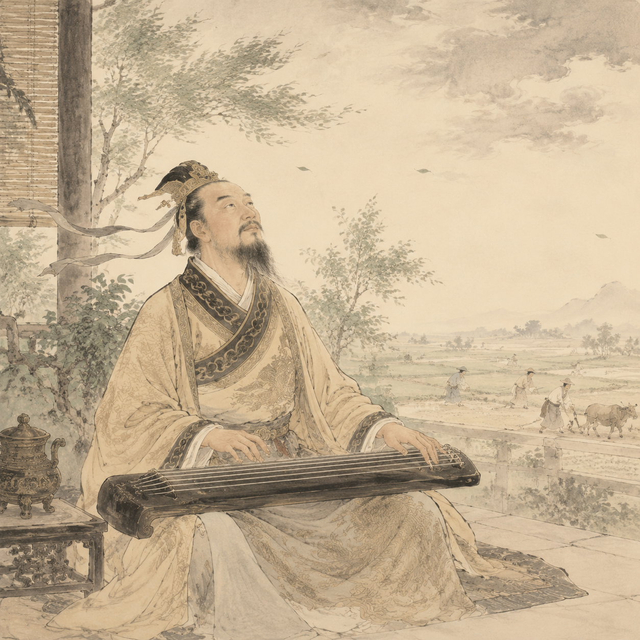 舜帝抚琴歌南风