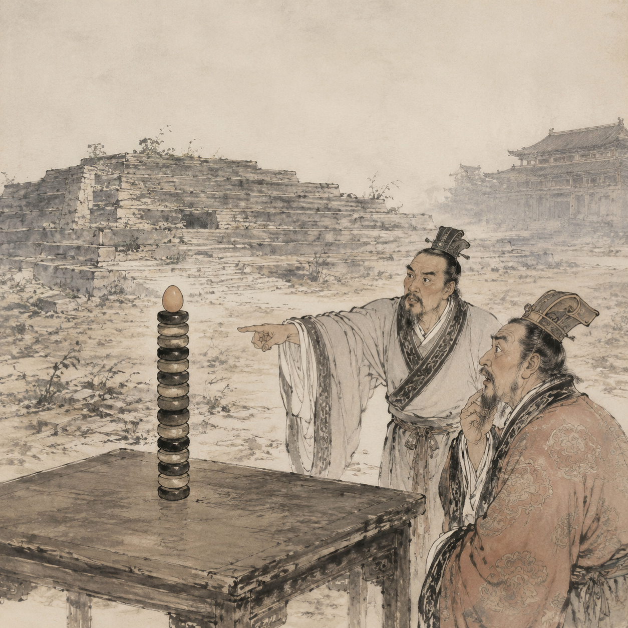 九层台遗址与棋子叠蛋