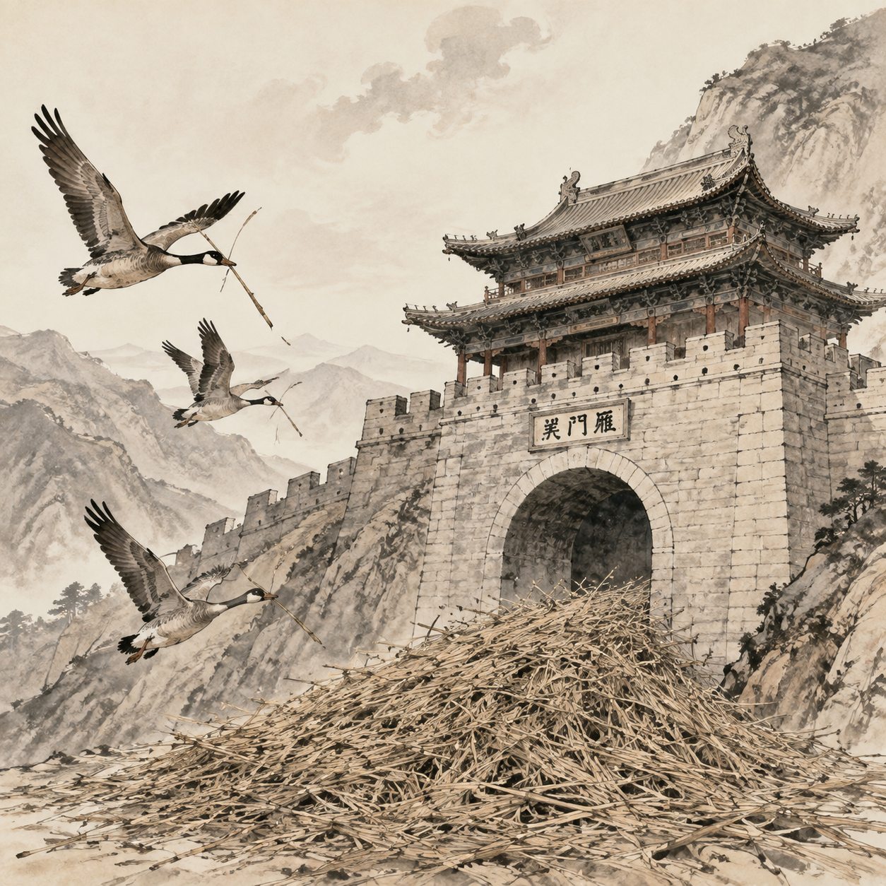 雁衔芦苇过雁门