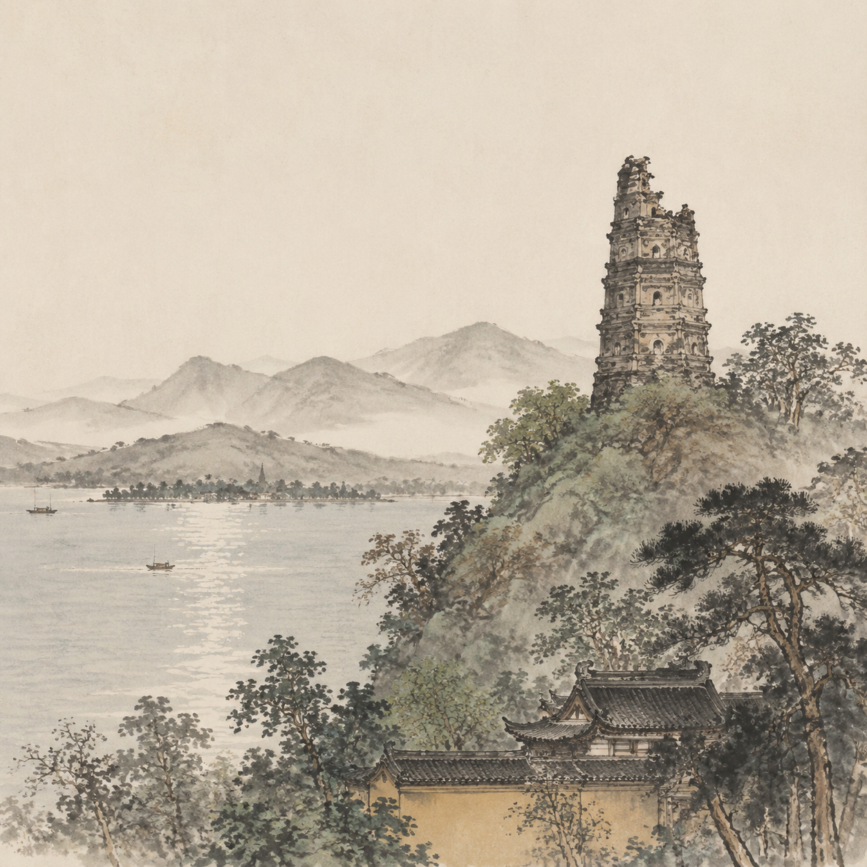 雷峰残塔与南屏山