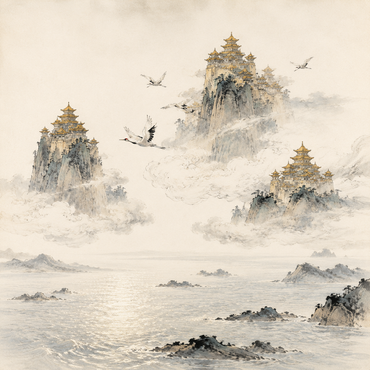 三神山仙境图