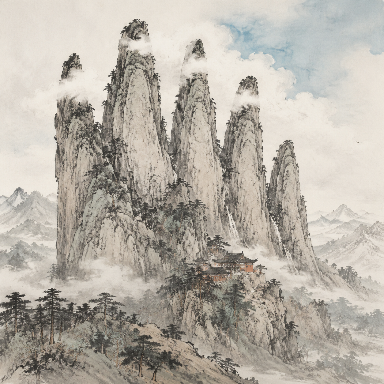 五台山五峰耸立