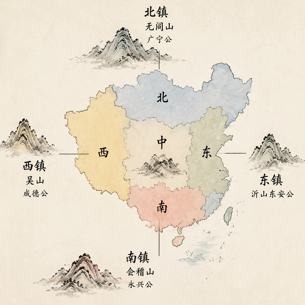 五镇山神像示意图