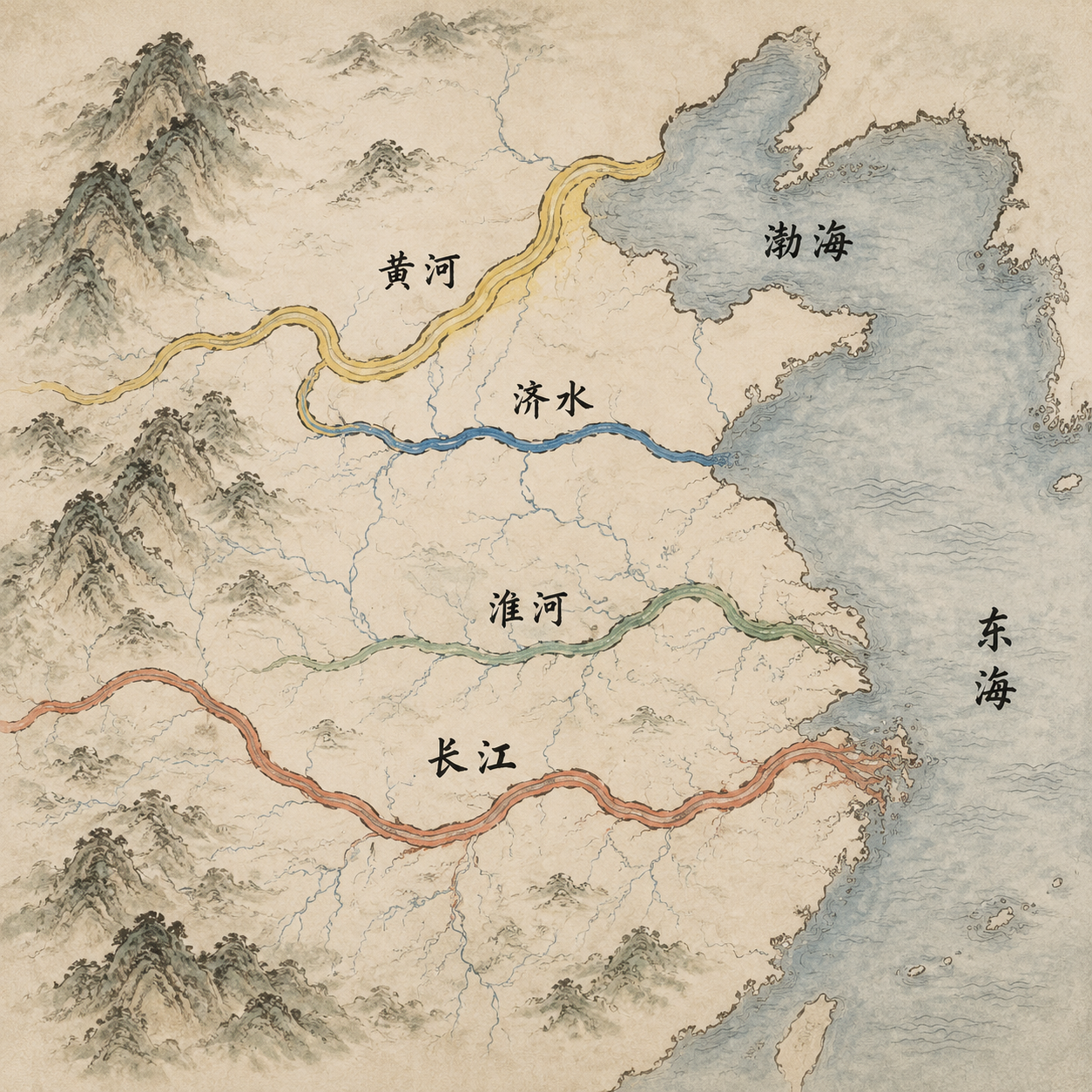 四渎位置示意图