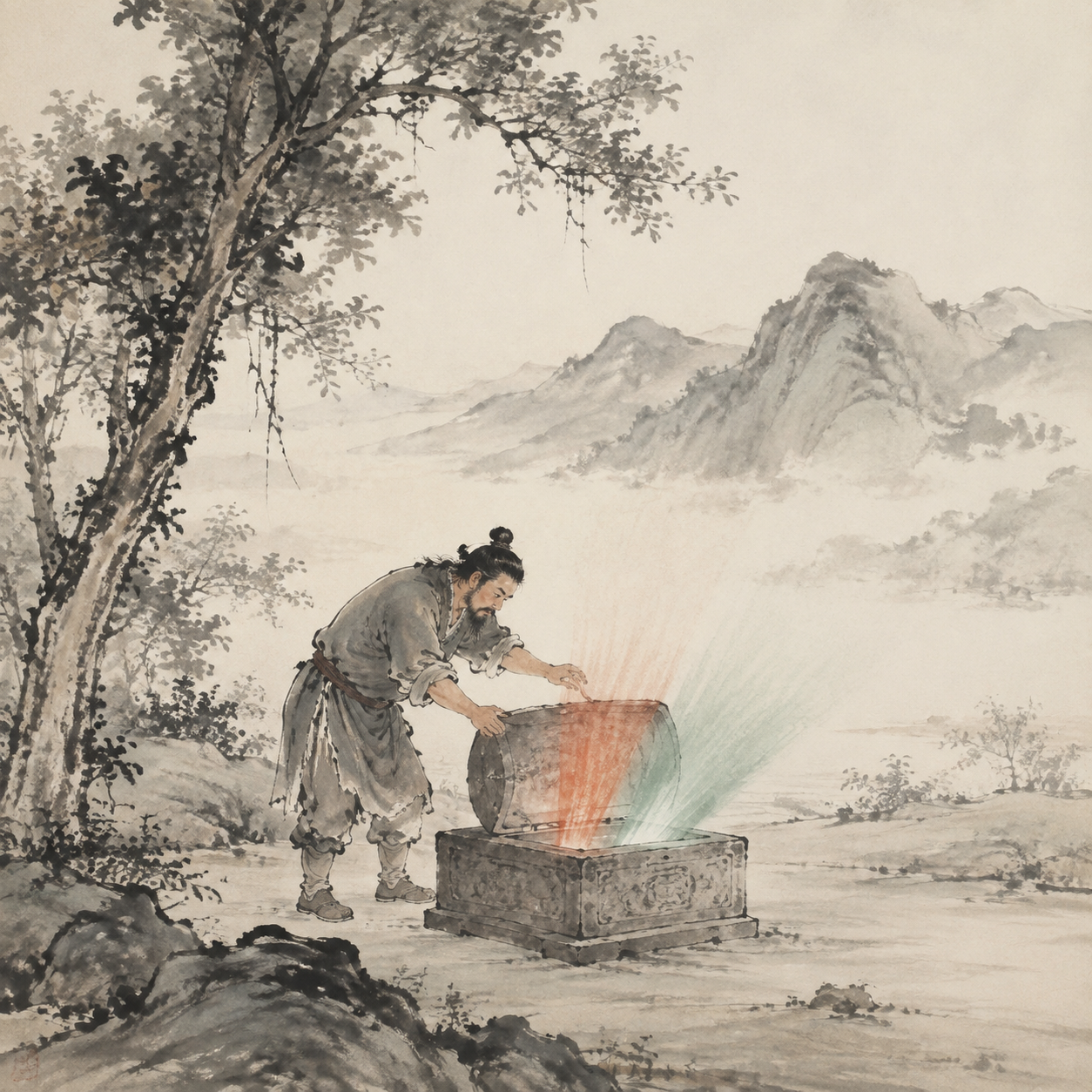 大禹开启石柜