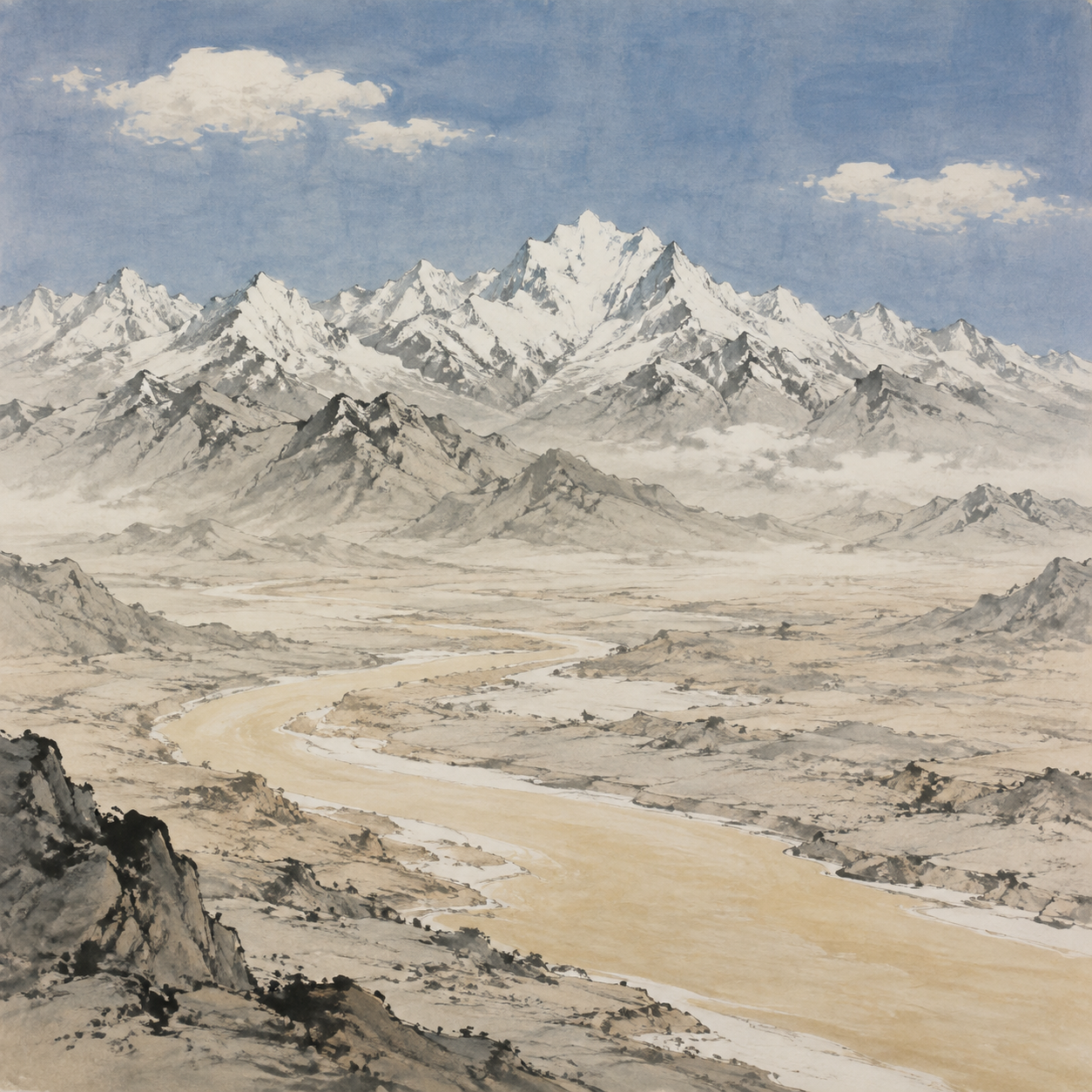 昆仑雪山与黄河