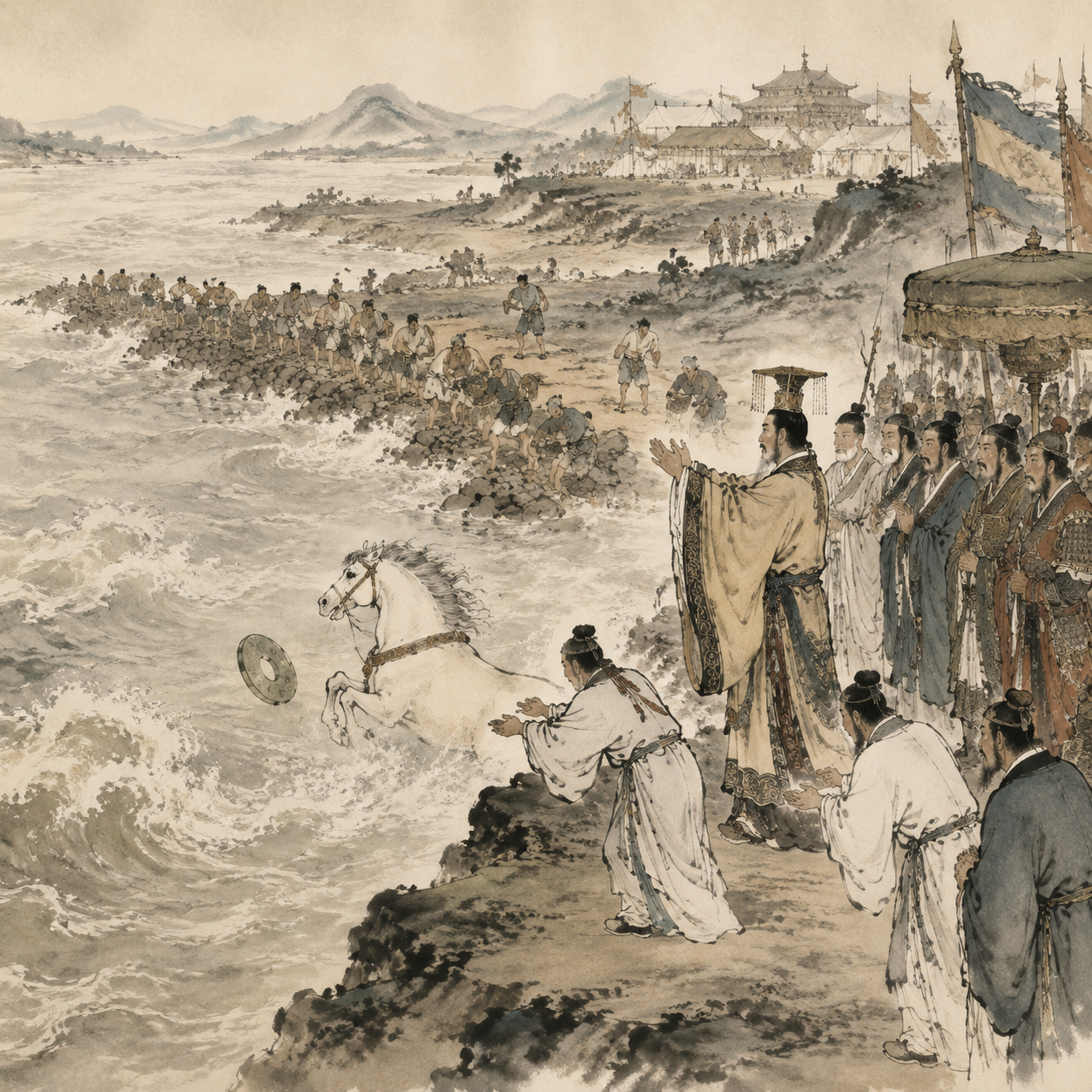 汉武帝亲临瓠子河堵口