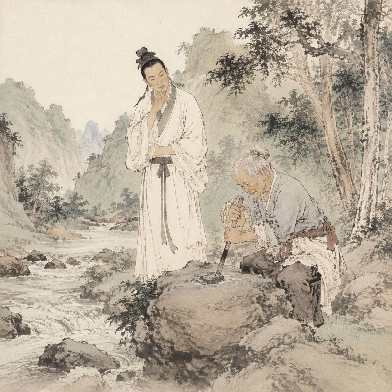 李白遇老媼磨針