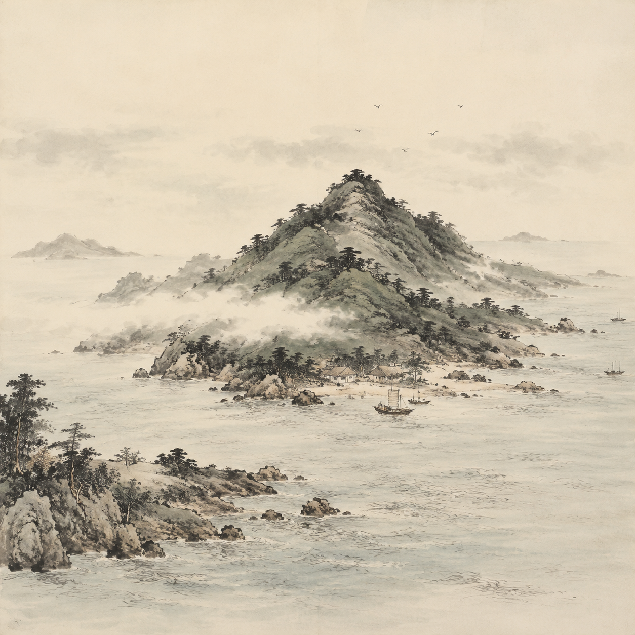 古代海上名山翁洲山远眺
