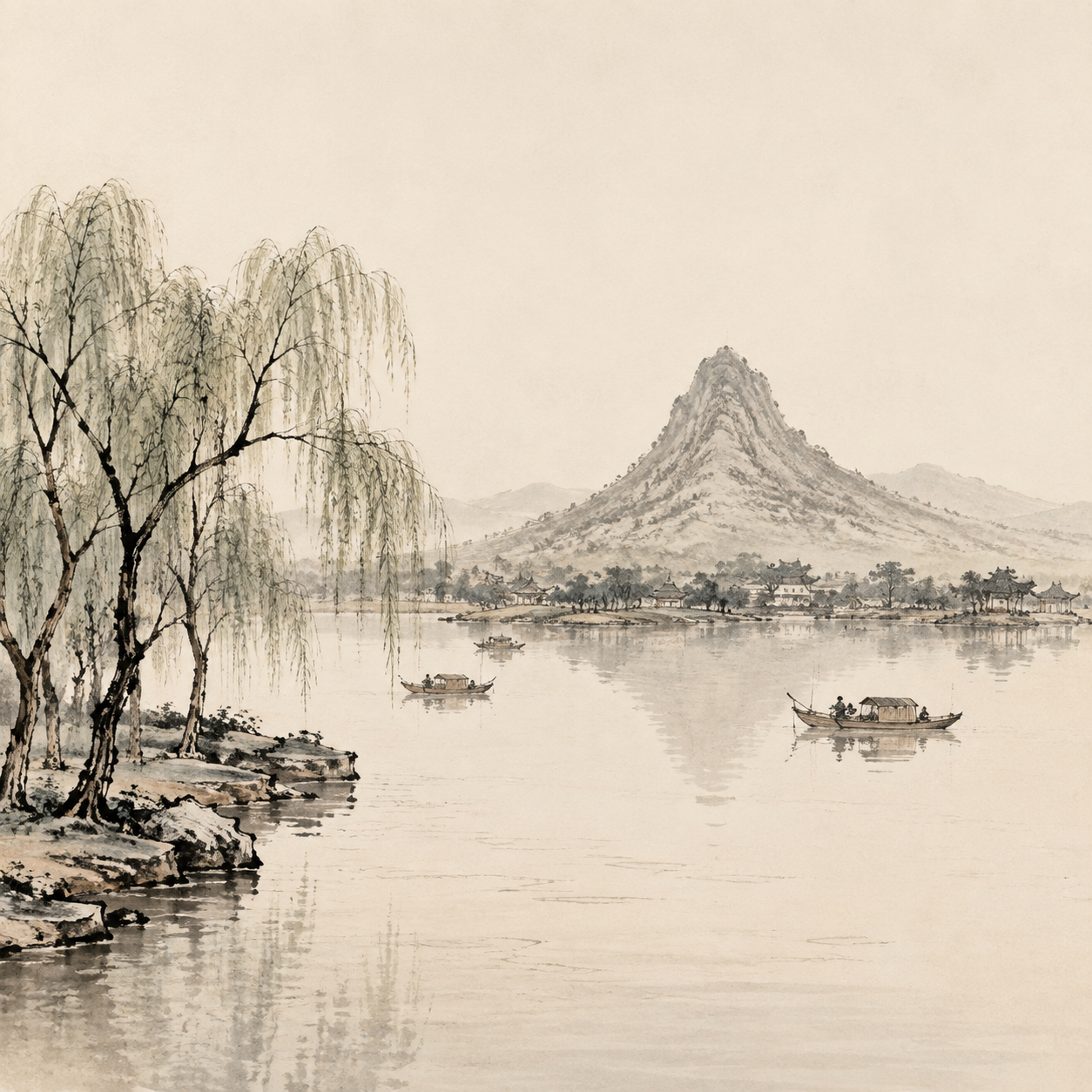 从大明湖远望华不注山