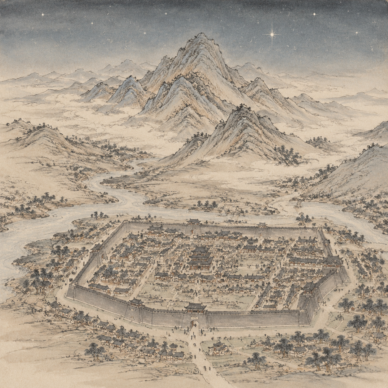 金华山远眺图