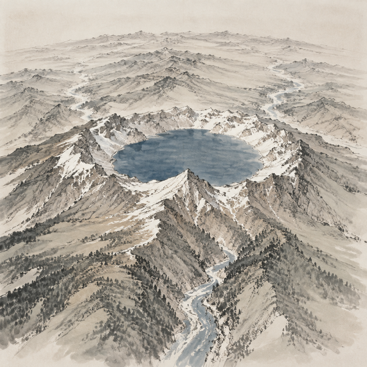 长白山天池俯瞰