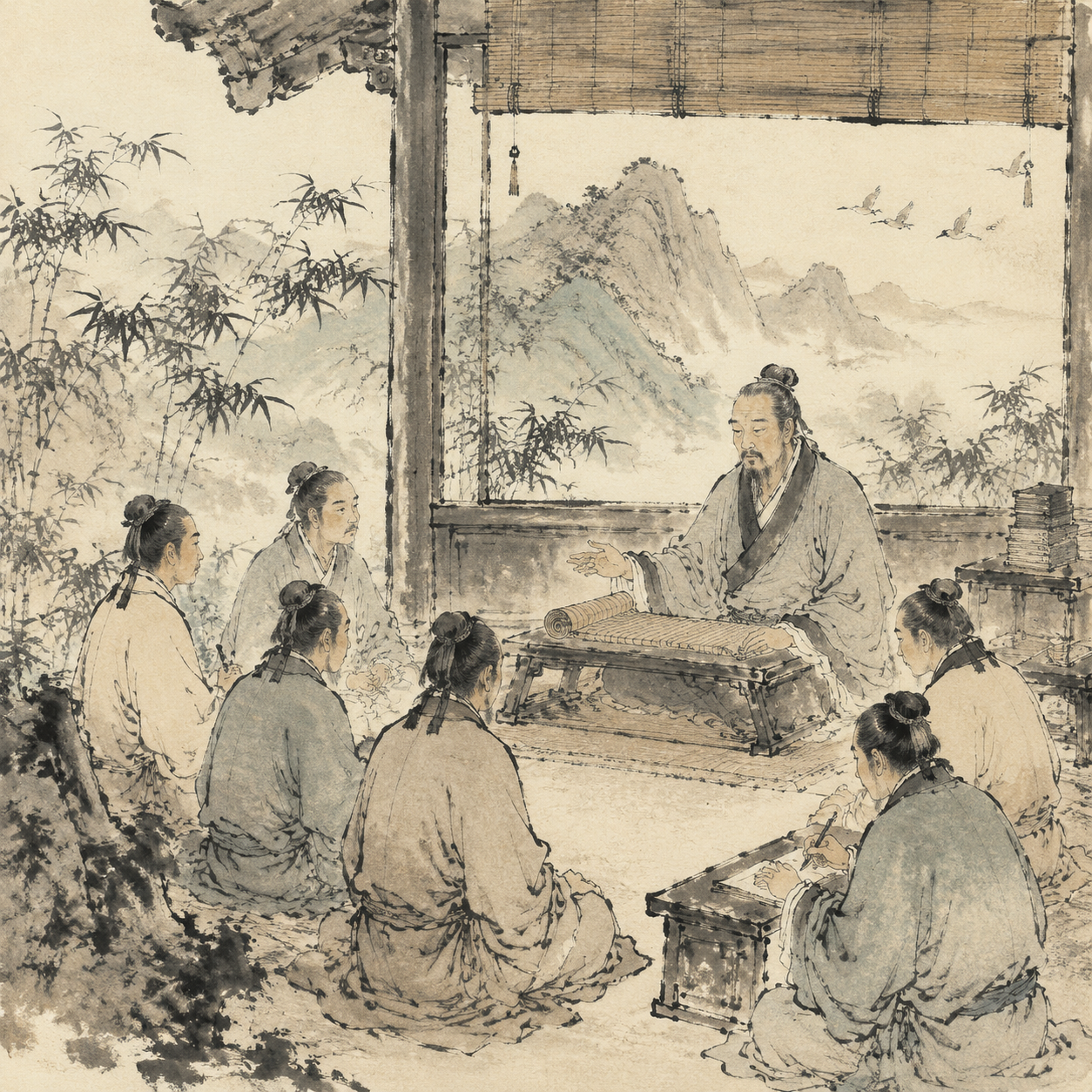 雷次宗山中讲学图