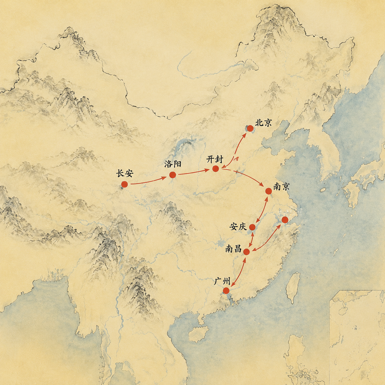 历代都城变迁地图