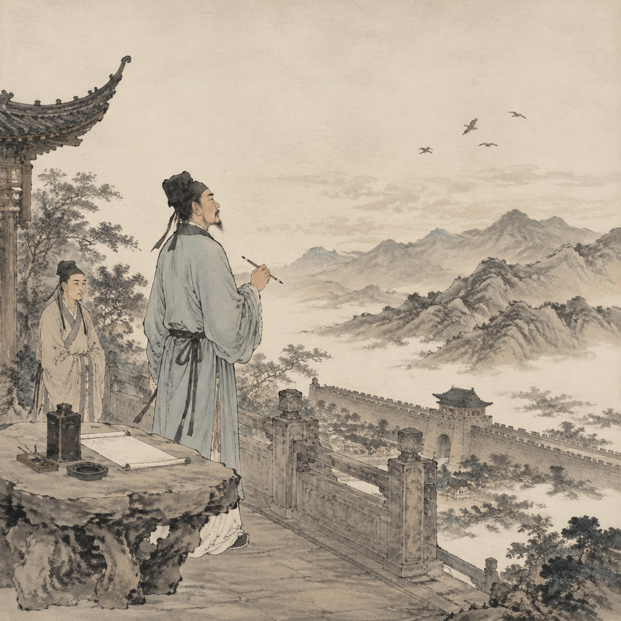 苏东坡题诗八镜台
