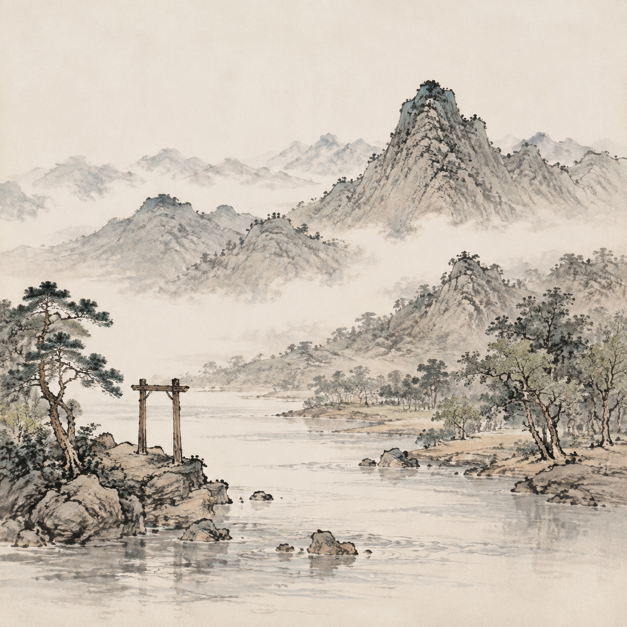 剡溪画图山景