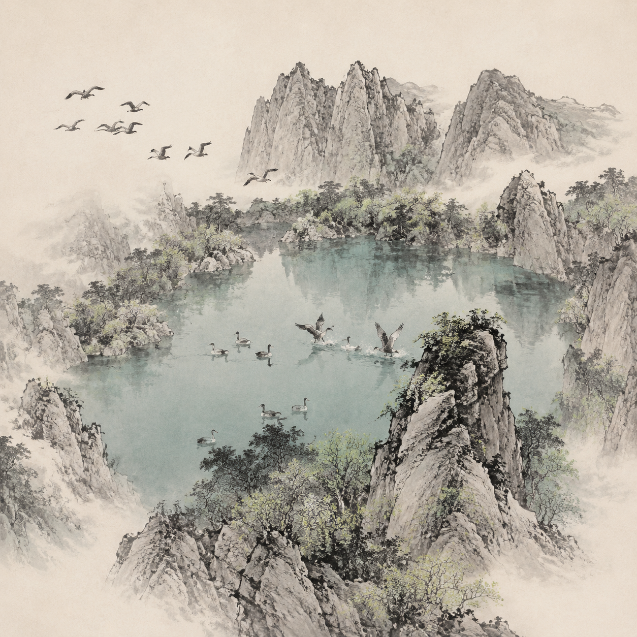 雁荡山顶的雁湖与春雁