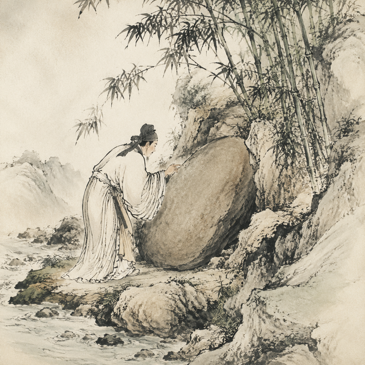 山谷中的一指石