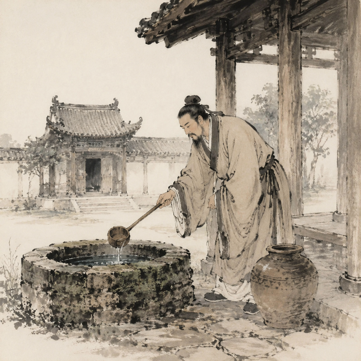 杜康在舜祠东庑下取泉酿酒
