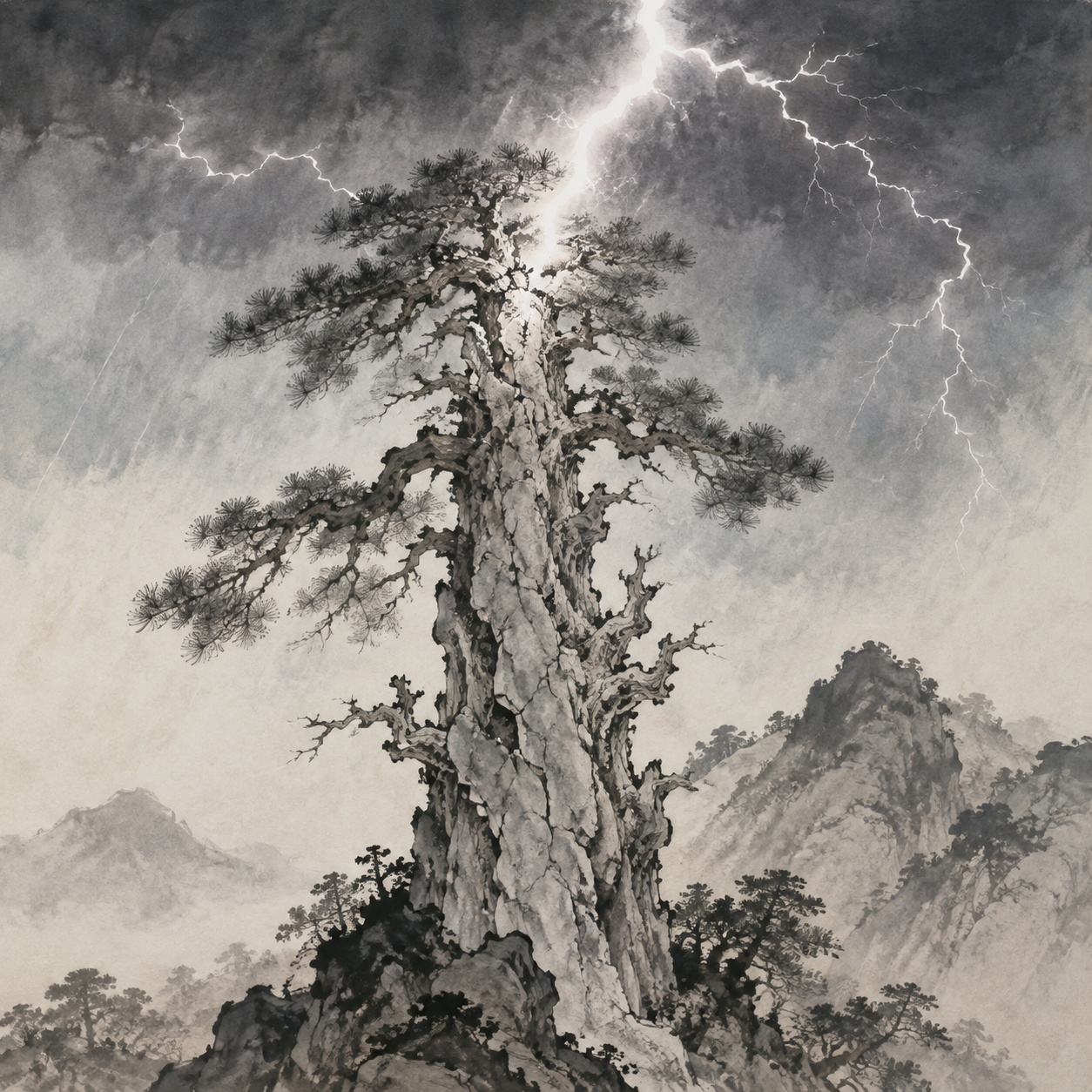 雷劈松树化石