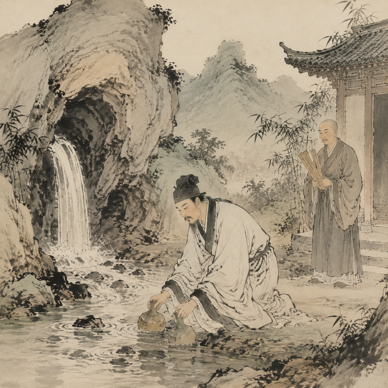 苏轼在玉女洞取水