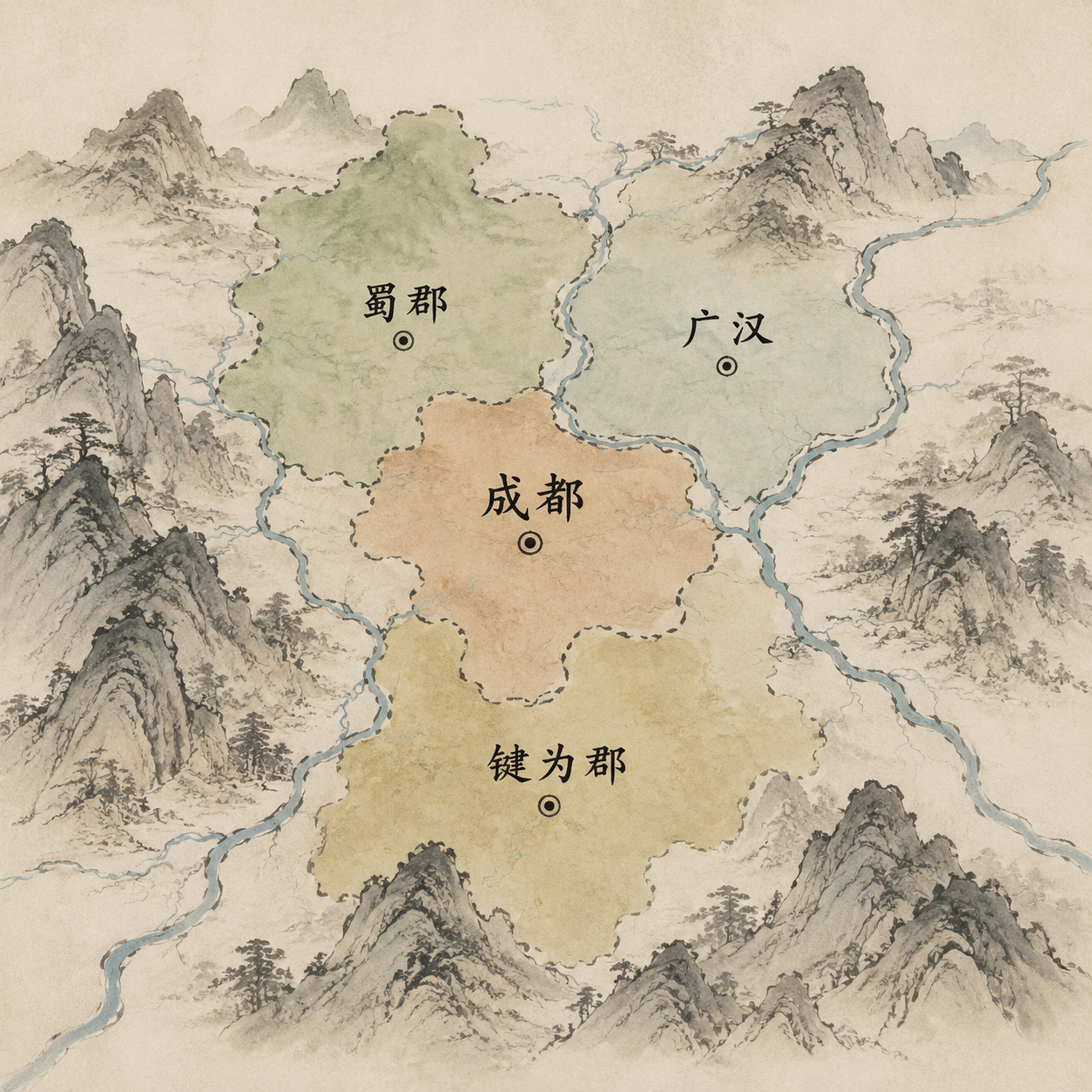 汉代蜀地郡县示意图