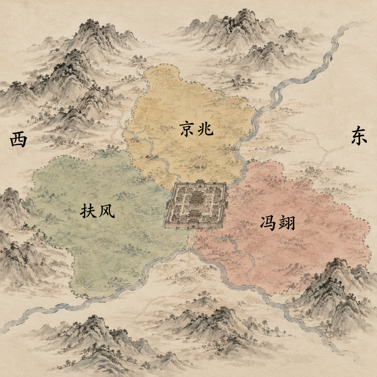 汉代三辅地图示意