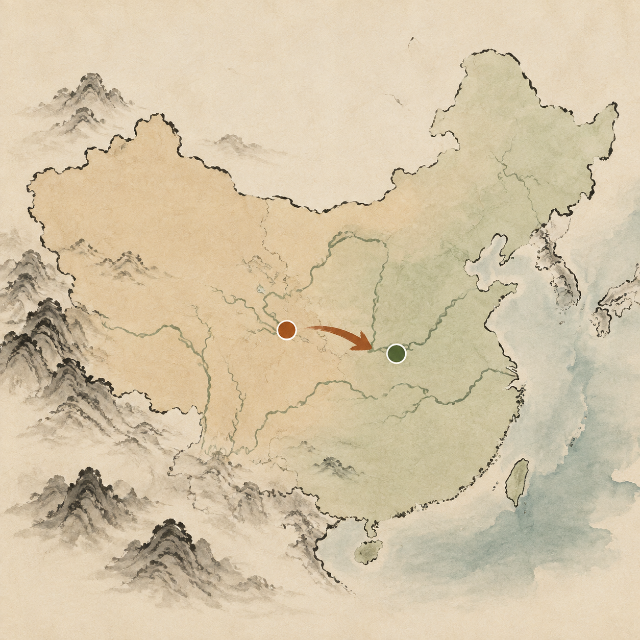 西周镐京与东周洛阳位置示意图