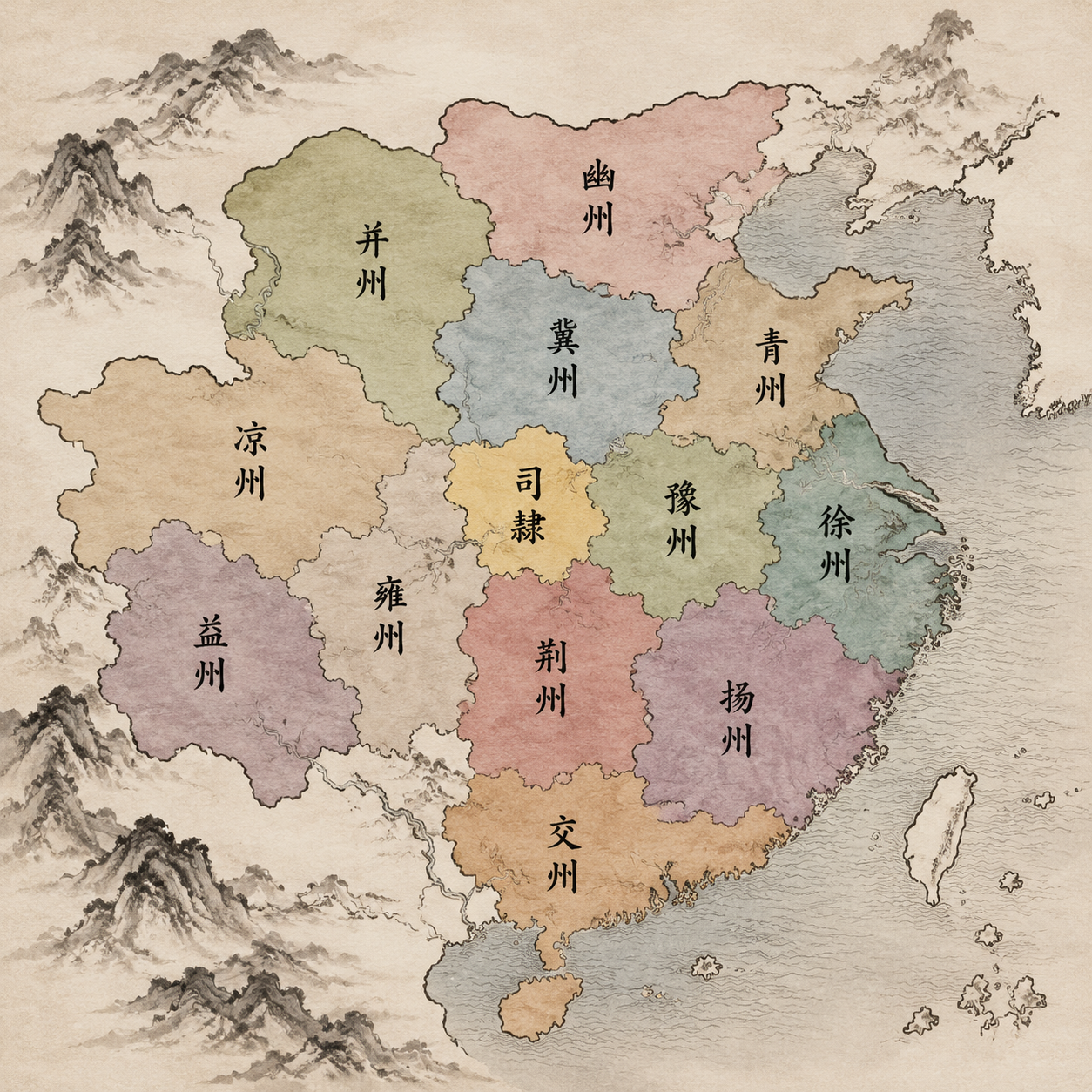 汉代十三部地图