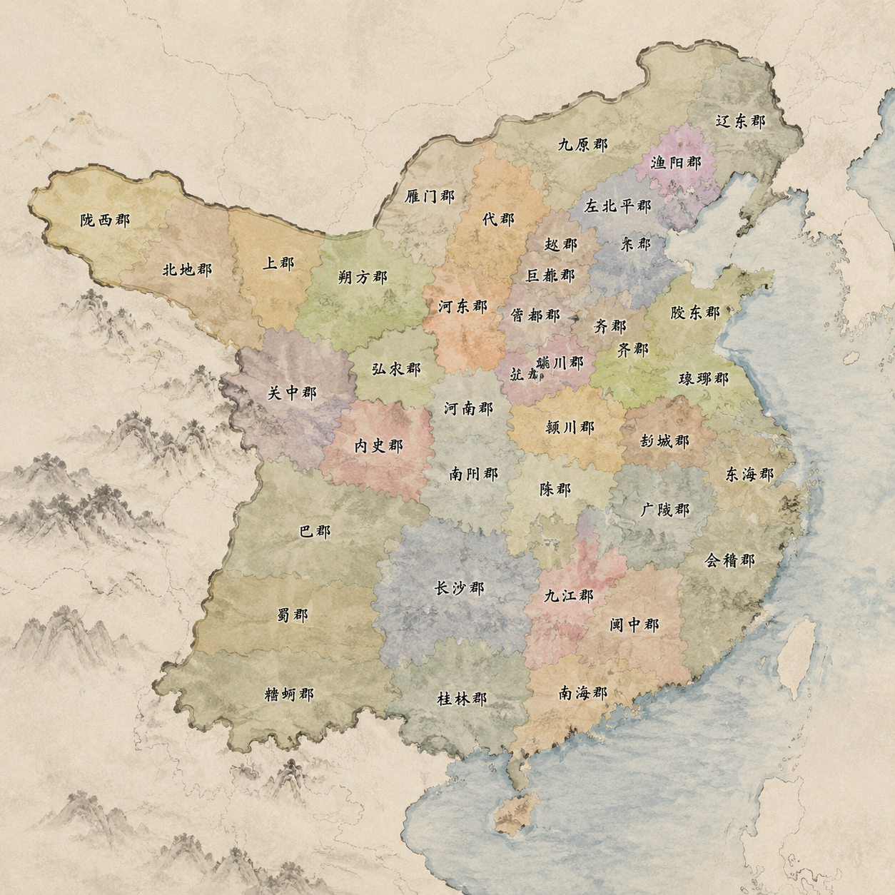 秦三十六郡地图