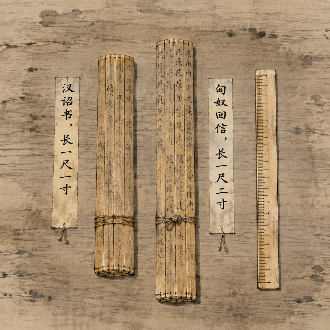 汉朝诏书简与匈奴回信简的长度对比