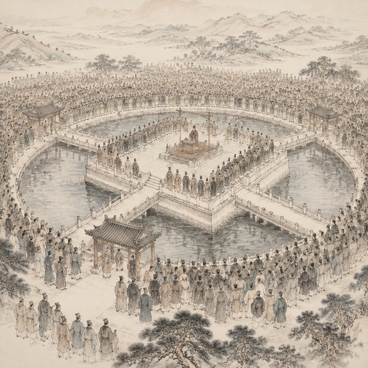 汉明帝临雍讲学图