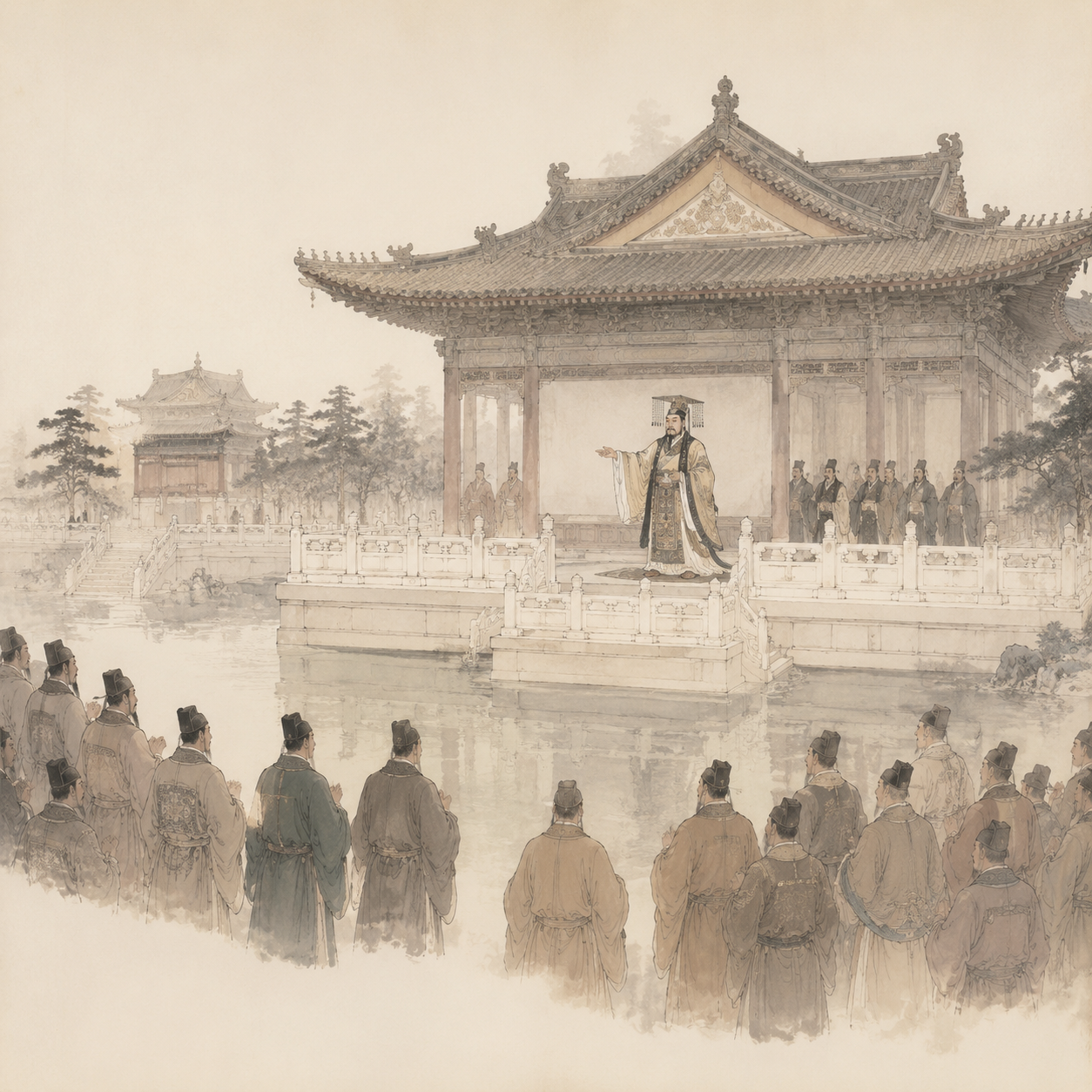 晋武帝临辟雍设虎闈
