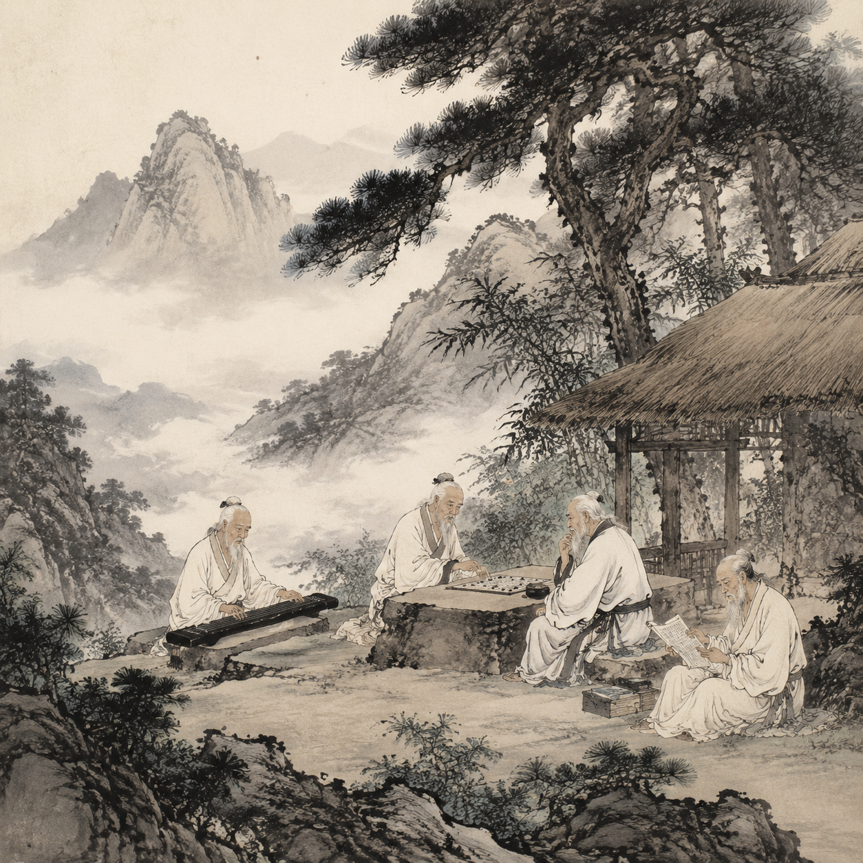 商山四皓隐居图