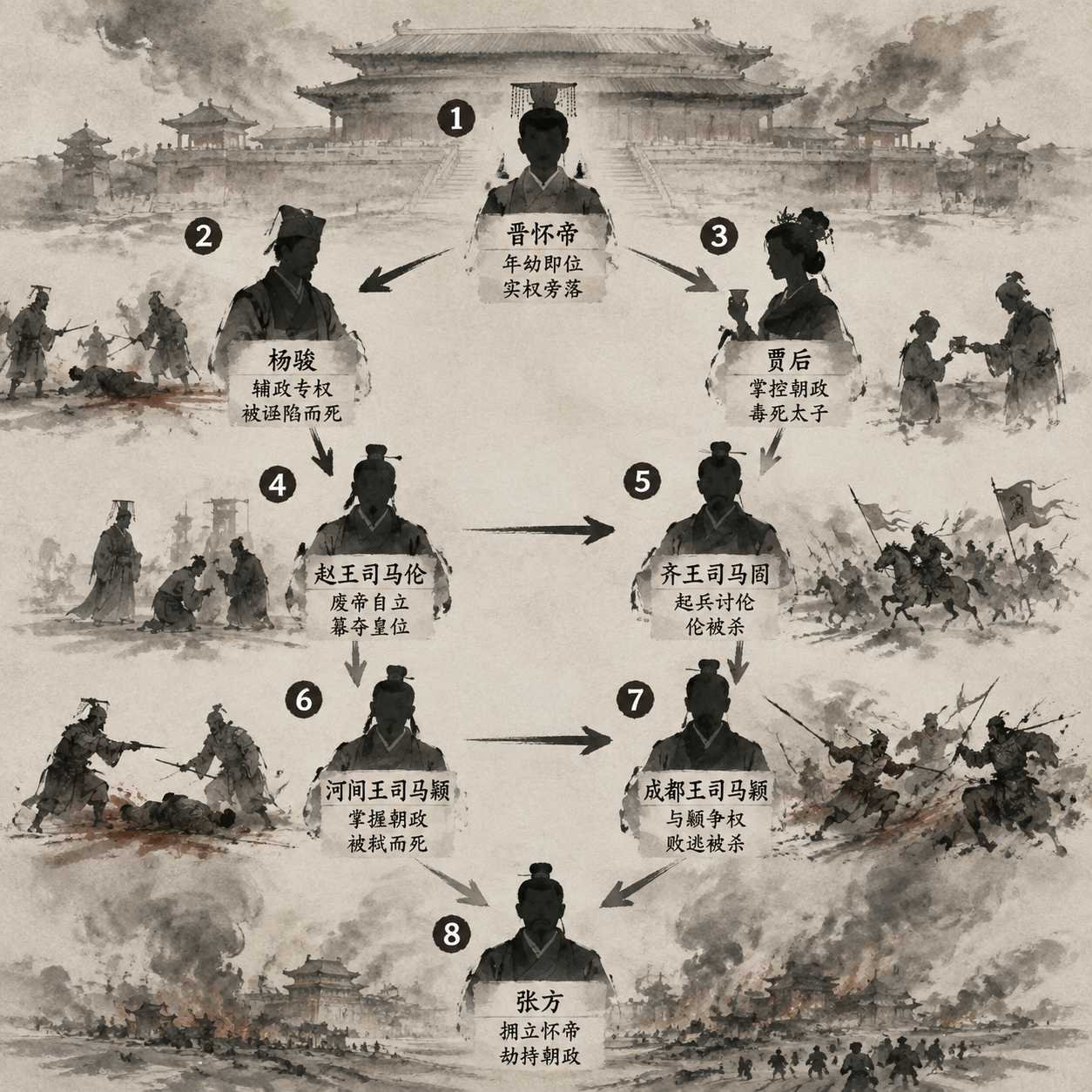 西晋宫廷政变示意图