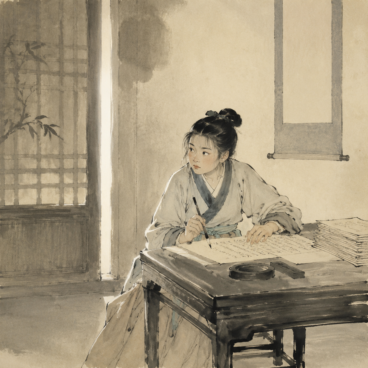 女奴习书