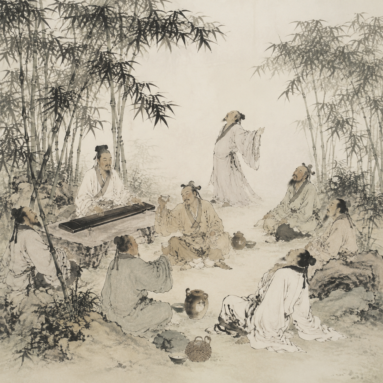 竹林七贤饮酒图